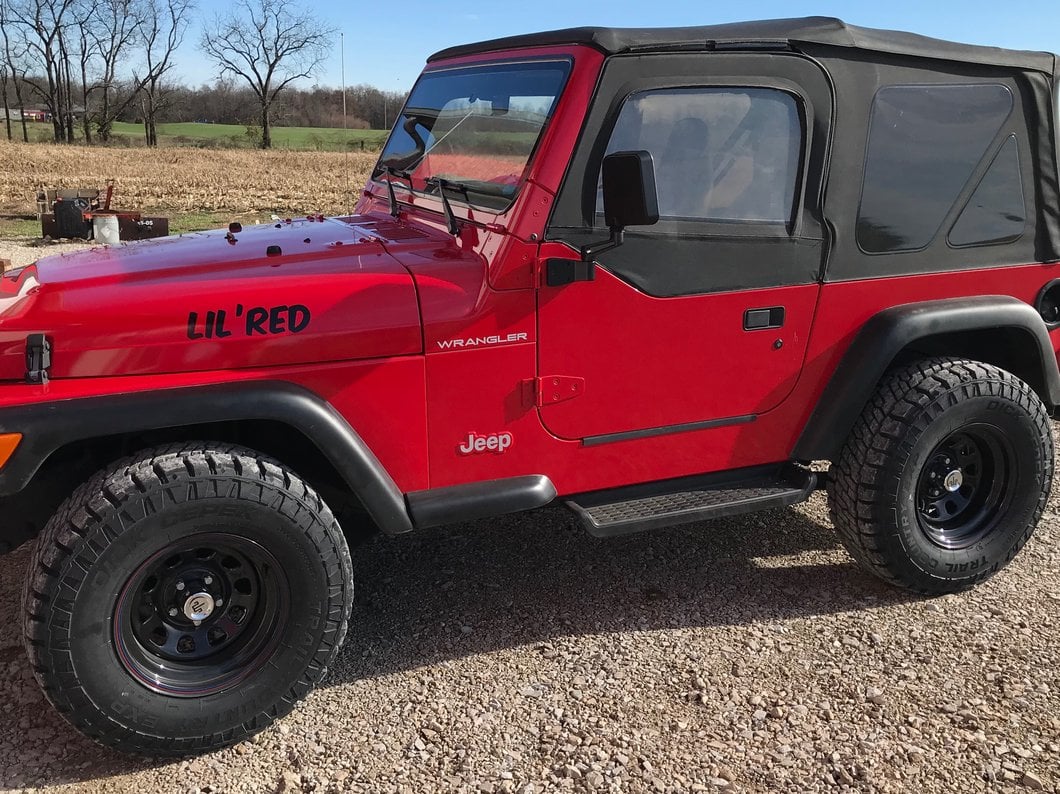 Mammoth D Window Black Wagon Wheel Edition Steel Wheel; 15x8; -19mm Offset (97-06 Jeep Wrangler TJ)