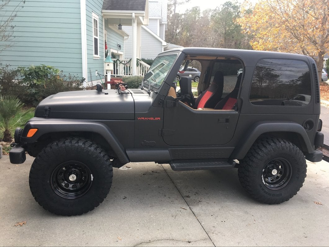 Mammoth D Window Steel Matte Black Wheel; 15x8; -19mm Offset (97-06 Jeep Wrangler TJ)