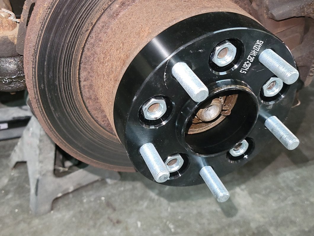Mammoth 1.25-Inch Billet Wheel Spacer Adapters; Black; 5x4.5 to 5x5 (87-06 Jeep Wrangler YJ & TJ)