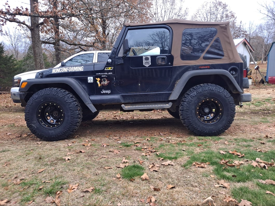 Mammoth D-Window Simulated Beadlock Gloss Black Wheel; 15x10; -44mm Offset (97-06 Jeep Wrangler TJ)