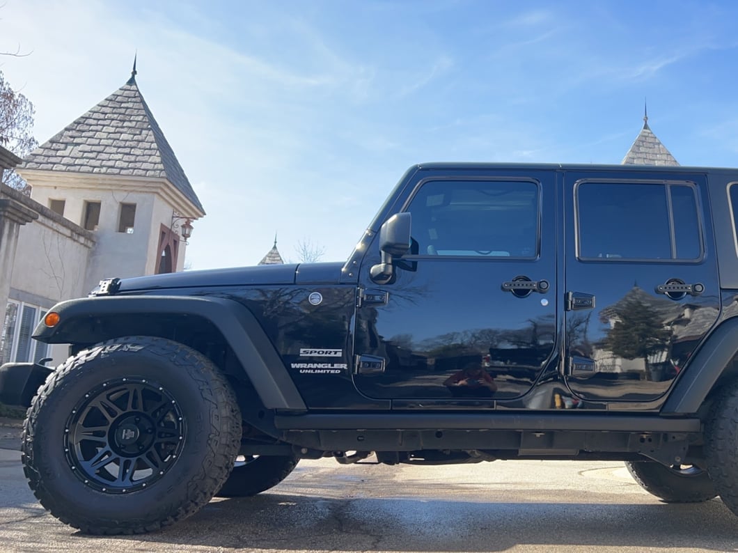 Mammoth Split 8 Simulated Beadlock Matte Black Wheel; 17x9; -6mm Offset (07-18 Jeep Wrangler JK)