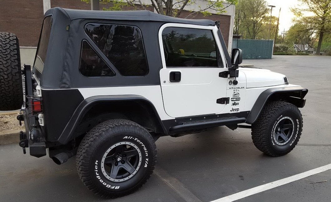 Mammoth Boulder Simulated Beadlock Style Black Wheel; 15x8; -19mm Offset (97-06 Jeep Wrangler TJ)