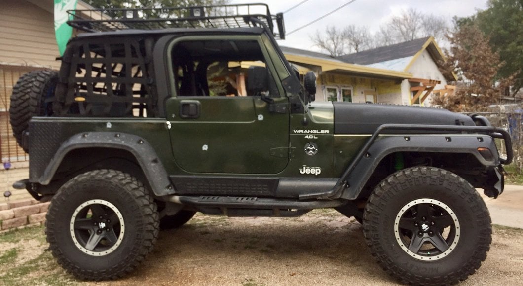 Mammoth Boulder Simulated Beadlock Style Black Wheel; 15x8; -19mm Offset (97-06 Jeep Wrangler TJ)