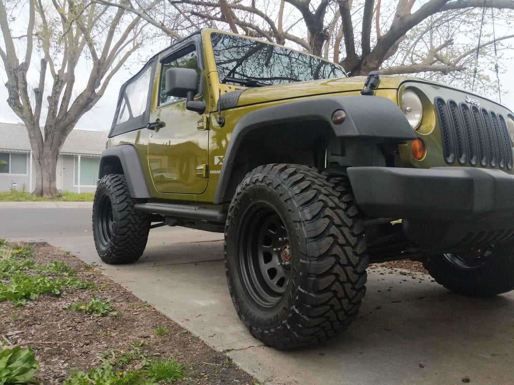 Mammoth D Window Black Steel Wheel; 17x9; -6mm Offset (07-18 Jeep Wrangler JK)