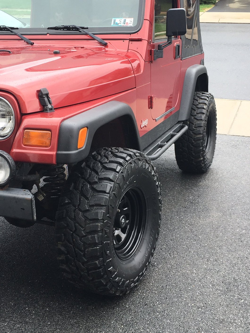 Mammoth D Window Black Steel Wheel; 15x8; -19mm Offset (97-06 Jeep Wrangler TJ)