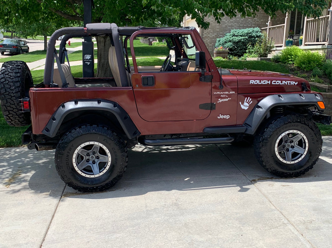 Mammoth Boulder Simulated Beadlock Style Charcoal Wheel; 15x8; -19mm Offset (87-95 Jeep Wrangler YJ)