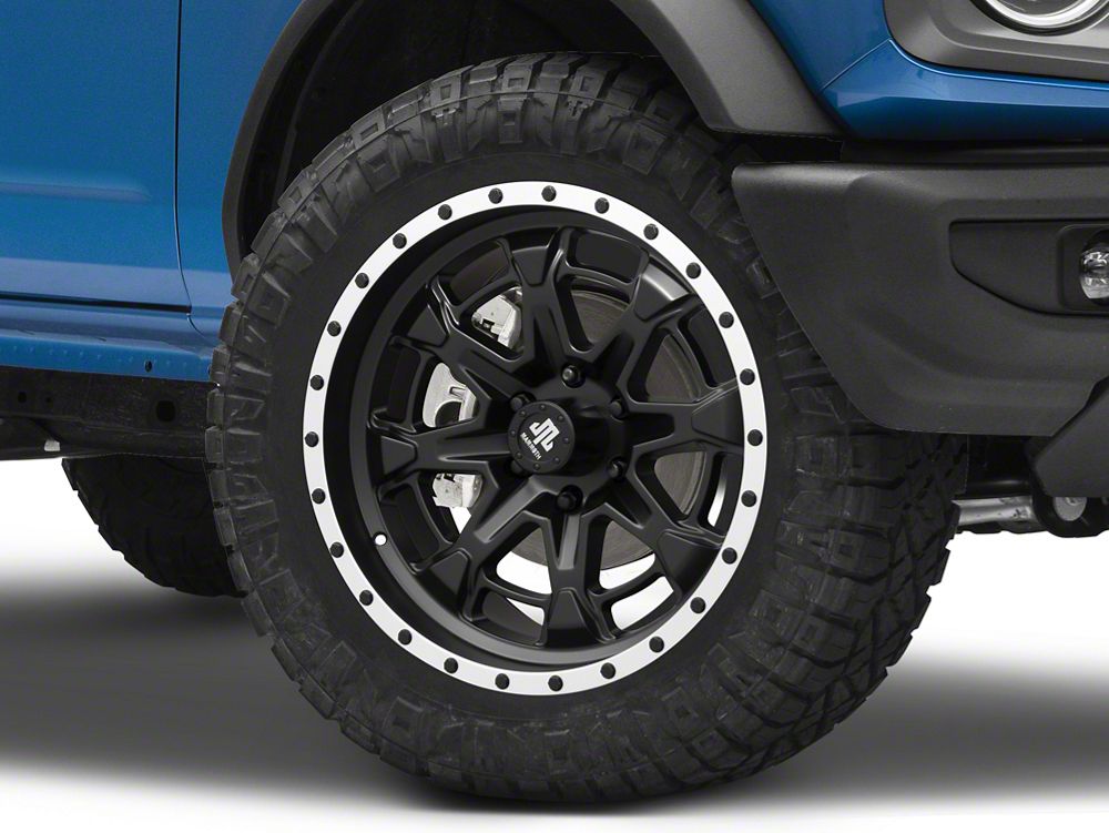 Mammoth Split 16 Beadlock Satin Black with Polished Lip 6-Lug Wheel; 20x9; -6mm Offset (22-25 Bronco Raptor)