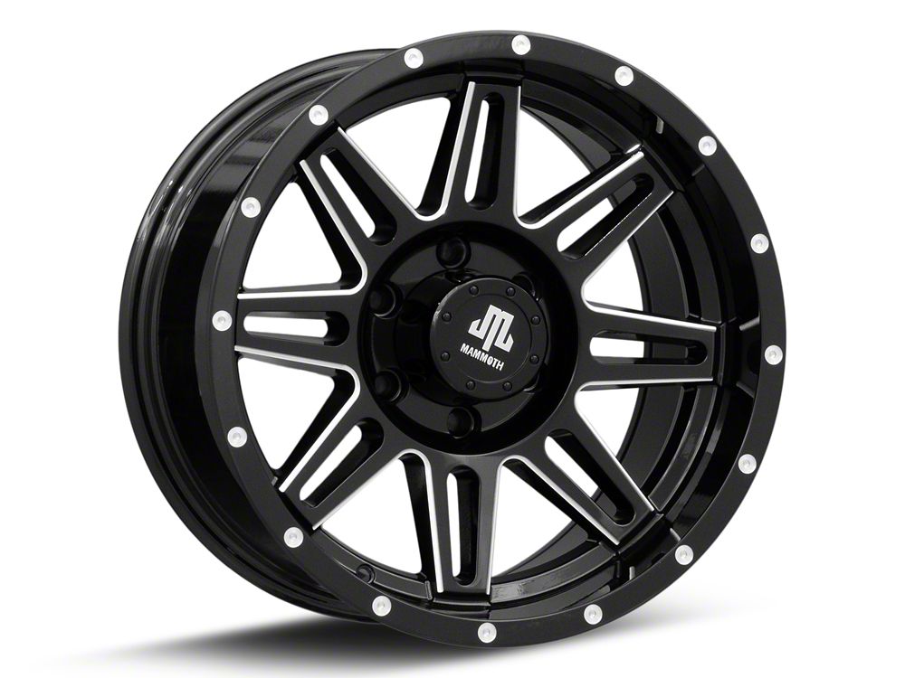 Mammoth Revolver Gloss Black Machined 6-Lug Wheel; 17x9; -6mm Offset (22-25 Bronco Raptor)