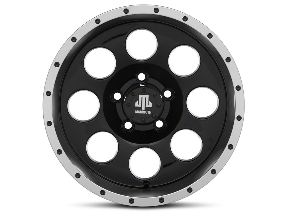 Mammoth 8 Simulated Beadlock Style Black Wheel; 15x8; -19mm Offset (87-95 Jeep Wrangler YJ)