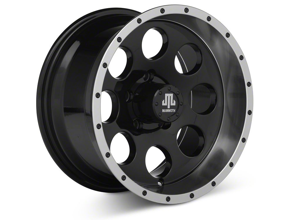 Mammoth 8 Simulated Beadlock Style Black Wheel; 15x8; -19mm Offset (87-95 Jeep Wrangler YJ)