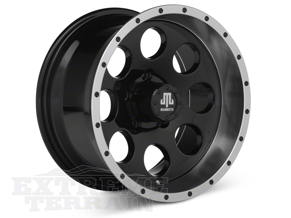 Mammoth 8 Simulated Beadlock Style Black Wheel; 15x8; -19mm Offset (97-06 Jeep Wrangler TJ)