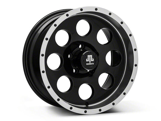 Mammoth 8 Simulated Beadlock Style Black Wheel; 16x8; 0mm Offset (97-06 Jeep Wrangler TJ)