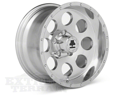 Mammoth 8 Simulated Beadlock Style Polished Wheel; 15x8; -19mm Offset (97-06 Jeep Wrangler TJ)
