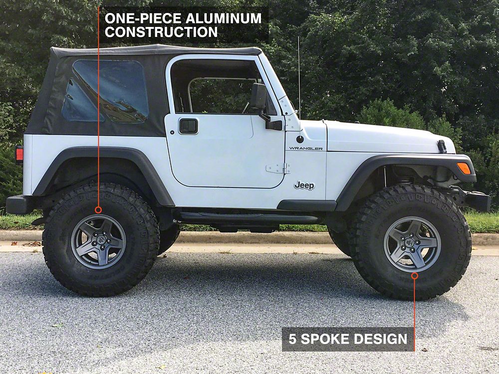 Mammoth Boulder Charcoal Wheel; 15x8; -19mm Offset (97-06 Jeep Wrangler TJ)