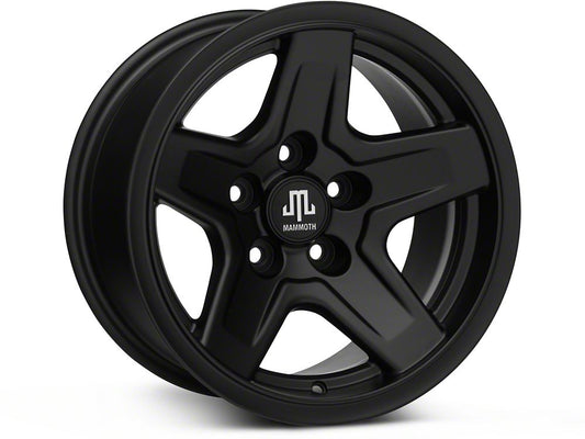 Mammoth Boulder Matte Black Wheel; 15x8; -19mm Offset (87-95 Jeep Wrangler YJ)