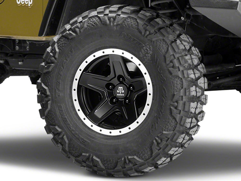 Mammoth Boulder Simulated Beadlock Style Black Wheel; 15x8; -19mm Offset (97-06 Jeep Wrangler TJ)