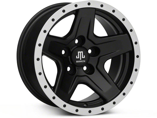 Mammoth Boulder Simulated Beadlock Style Black Wheel; 15x8; -19mm Offset (97-06 Jeep Wrangler TJ)