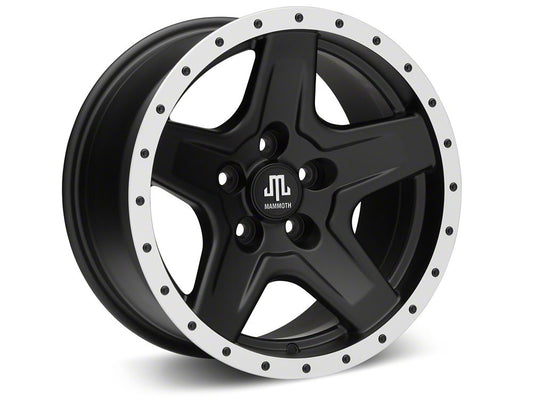 Mammoth Boulder Simulated Beadlock Style Black Wheel; 16x8; 0mm Offset (87-95 Jeep Wrangler YJ)