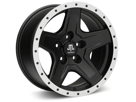 Mammoth Boulder Simulated Beadlock Style Black Wheel; 16x8; 0mm Offset (97-06 Jeep Wrangler TJ)