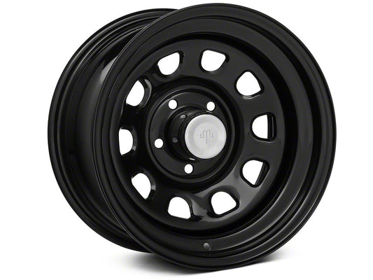 Mammoth D Window Black Steel Wheel; 15x8; -19mm Offset (97-06 Jeep Wrangler TJ)