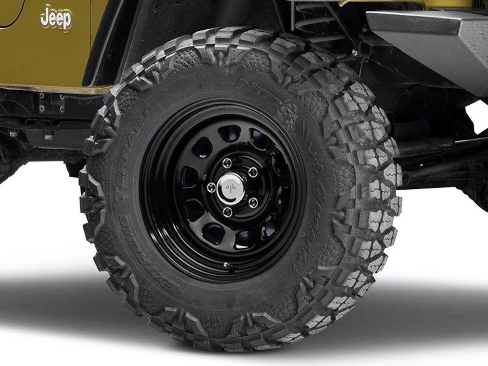 Mammoth D Window Black Steel Wheel; 15x10; -45mm Offset (97-06 Jeep Wrangler TJ)
