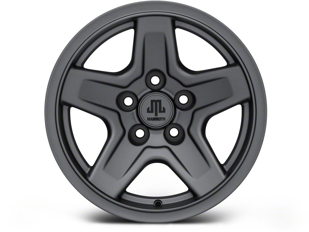 Mammoth Boulder Charcoal 15x8 Wheel and Mickey Thompson Baja MTZ 33X12.50R15 Tire Kit (87-06 Jeep Wrangler YJ & TJ)