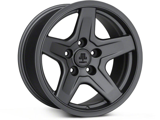 Mammoth Boulder Charcoal 17x9 Wheel and BF Goodrich KM2 35x12.50R17 Tire Kit (07-18 Jeep Wrangler JK)