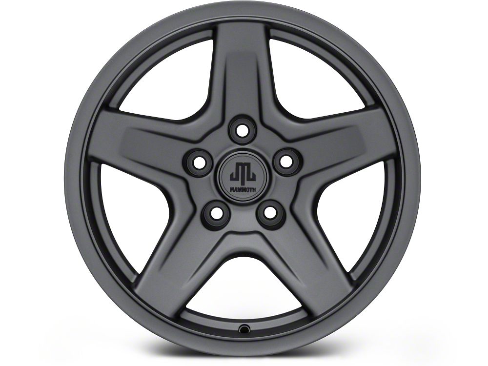 Mammoth Boulder Charcoal 17x9 Wheel and BF Goodrich KM2 35x12.50R17 Tire Kit (07-18 Jeep Wrangler JK)