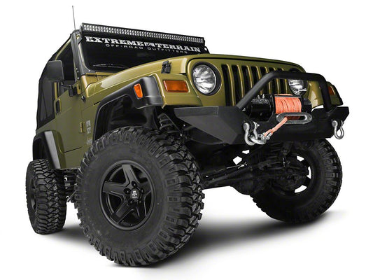 Mammoth Boulder Black 15x8 Wheel and Mickey Thompson Baja MTZ 33X12.50R15 Tire Kit (87-06 Jeep Wrangler YJ & TJ)