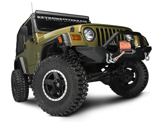 Mammoth Boulder Simulated Beadlock Style Black 15x8 Wheel and Mickey Thompson Baja MTZ 33X12.50R15 Tire Kit (87-06 Jeep Wrangler YJ & TJ)