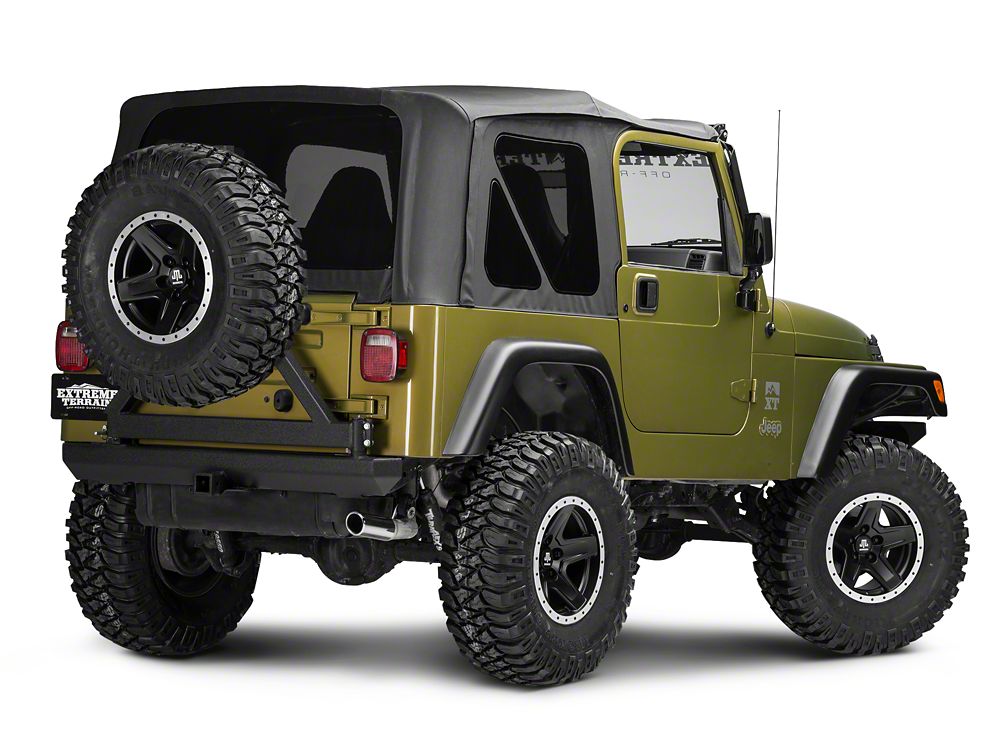 Mammoth Boulder Simulated Beadlock Style Black 15x8 Wheel and Mickey Thompson Baja MTZ 33X12.50R15 Tire Kit (87-06 Jeep Wrangler YJ & TJ)