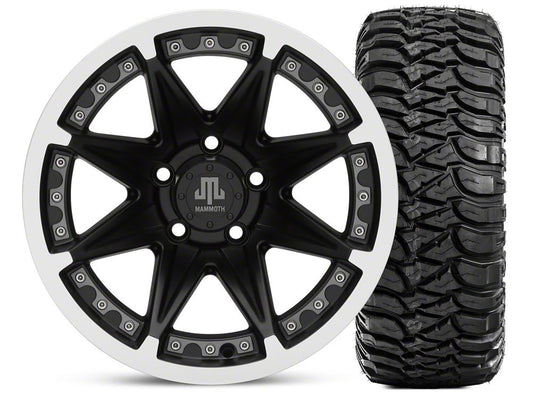 Mammoth Type 88 Matte Black 15x8 Wheel and Mickey Thompson Baja MTZ 33X12.50R15 Tire Kit (87-06 Jeep Wrangler YJ & TJ)