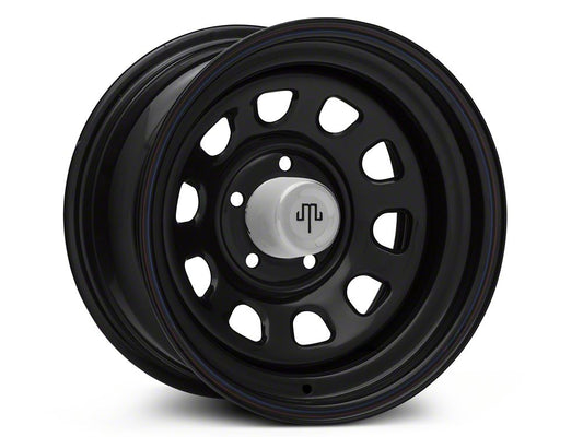 Mammoth D Window Black Wagon Wheel Edition Steel Wheel; 15x8; -19mm Offset (87-95 Jeep Wrangler YJ)