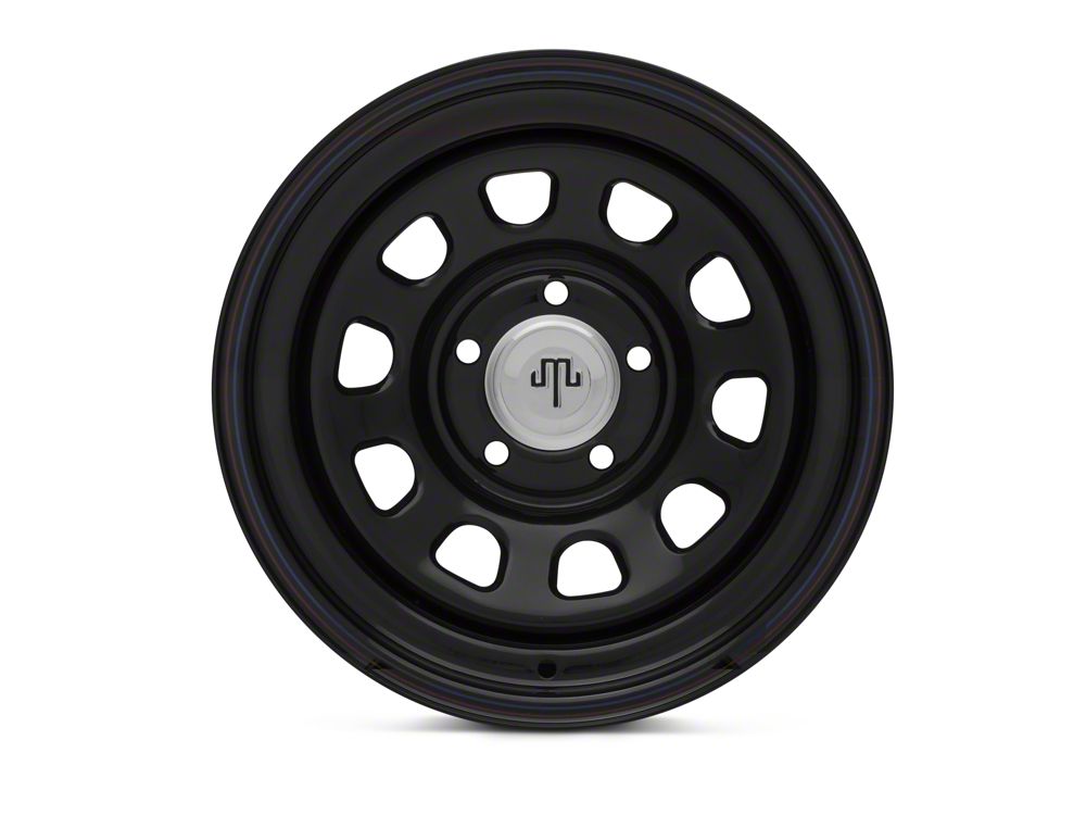 Mammoth D Window Black Wagon Wheel Edition Steel Wheel; 15x8; -19mm Offset (87-95 Jeep Wrangler YJ)