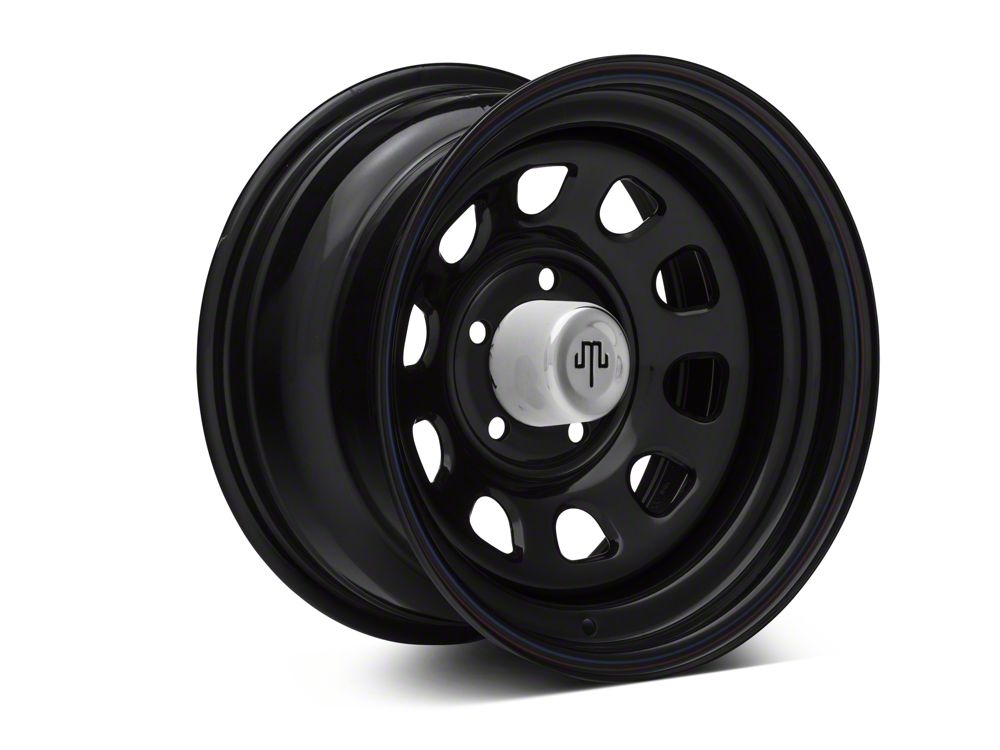 Mammoth D Window Black Wagon Wheel Edition Steel Wheel; 15x8; -19mm Offset (87-95 Jeep Wrangler YJ)