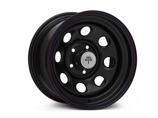 Mammoth 8 Black Wagon Wheel Edition Steel Wheel; 15x8; -19mm Offset (87-95 Jeep Wrangler YJ)