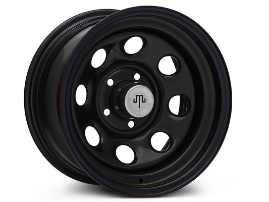 Mammoth 8 Black Wagon Wheel Edition Steel Wheel; 15x8; -19mm Offset (97-06 Jeep Wrangler TJ)