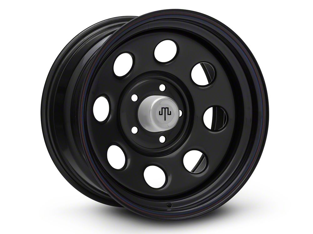 Mammoth 8 Steel Black Wheel with Polished Center Cap; 17x9; -6mm Offset (18-25 Jeep Wrangler JL)