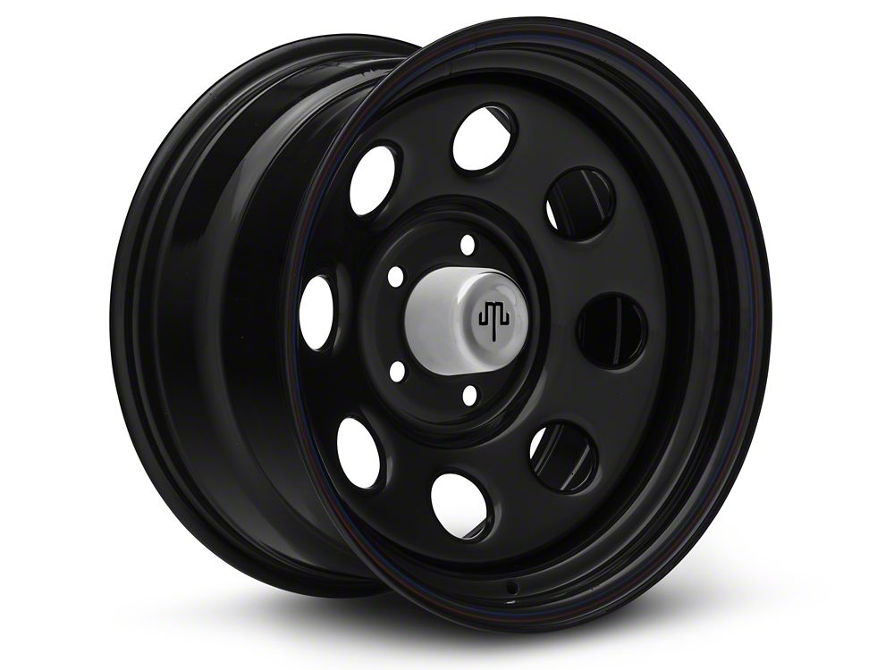 Mammoth 8 Steel Black Wheel with Polished Center Cap; 17x9; -6mm Offset (18-25 Jeep Wrangler JL)