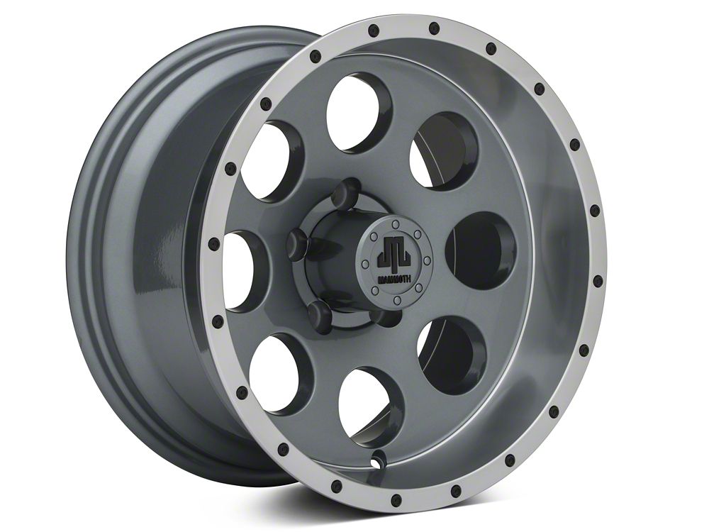 Mammoth 8 Simulated Beadlock Style Anthracite Wheel; 15x8; -19mm Offset (87-95 Jeep Wrangler YJ)