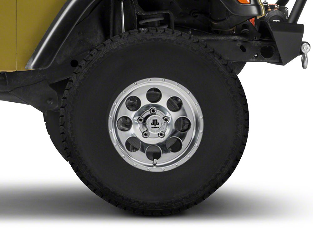Mammoth 8 Simulated Beadlock Style Polished 15x8 Wheel and BF Goodrich All Terrain TA KO2 35x12.50R15 Tire Kit (87-06 Jeep Wrangler YJ & TJ)