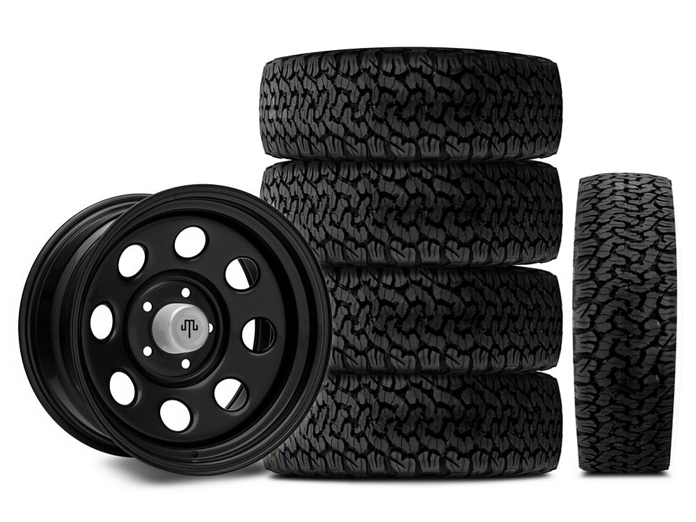 Mammoth D Window Black Steel 15x10 Wheel and BF Goodrich All Terrain TA KO2 35x12.50R15 Tire Kit (87-06 Jeep Wrangler YJ & TJ)