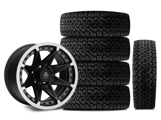 Mammoth Type 88 Black 15x8 Wheel and BF Goodrich All Terrain TA KO2 35x12.50R15 Tire Kit (87-06 Jeep Wrangler YJ & TJ)