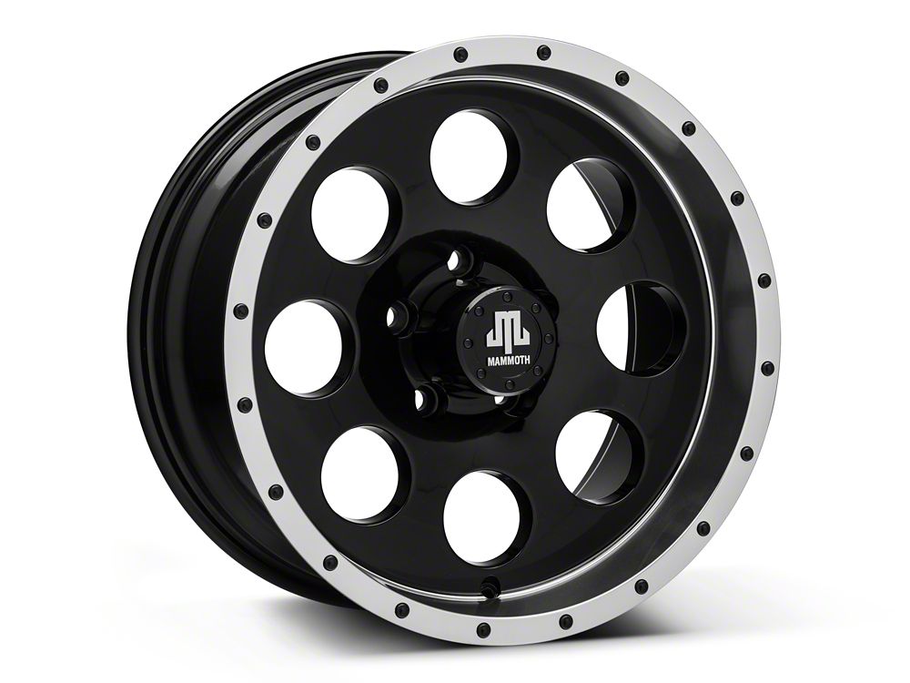 Mammoth 8 Simulated Beadlock Style Black 16x8 Wheel and BF Goodrich All Terrain TA KO2 305/70R16 Tire Kit (87-06 Jeep Wrangler YJ & TJ)