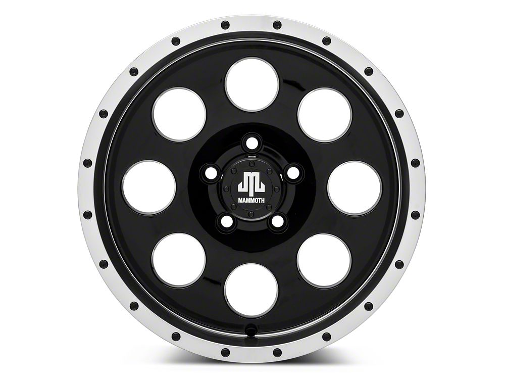 Mammoth 8 Simulated Beadlock Style Black 16x8 Wheel and BF Goodrich All Terrain TA KO2 305/70R16 Tire Kit (87-06 Jeep Wrangler YJ & TJ)