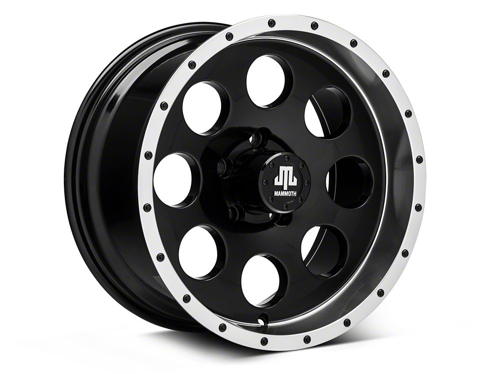 Mammoth 8 Simulated Beadlock Style Black 16x8 Wheel and BF Goodrich All Terrain TA KO2 305/70R16 Tire Kit (87-06 Jeep Wrangler YJ & TJ)