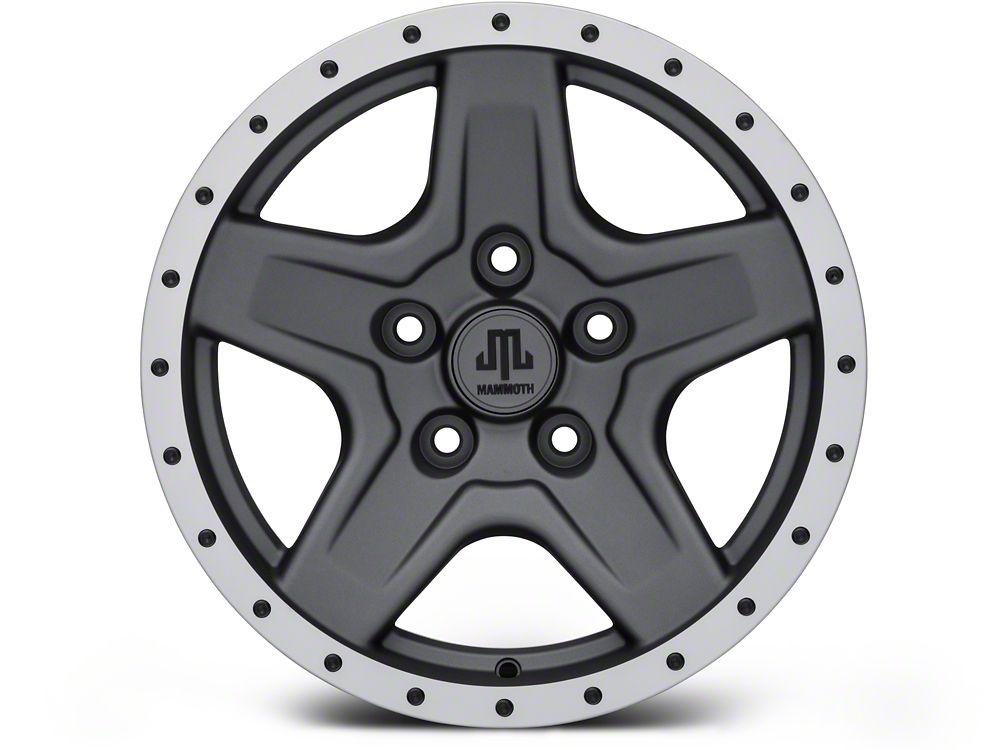 Mammoth Boulder Simulated Beadlock Style Charcoal 16x8 Wheel and BF Goodrich All Terrain TA KO2 305/70R16 Tire Kit (07-18 Jeep Wrangler JK)