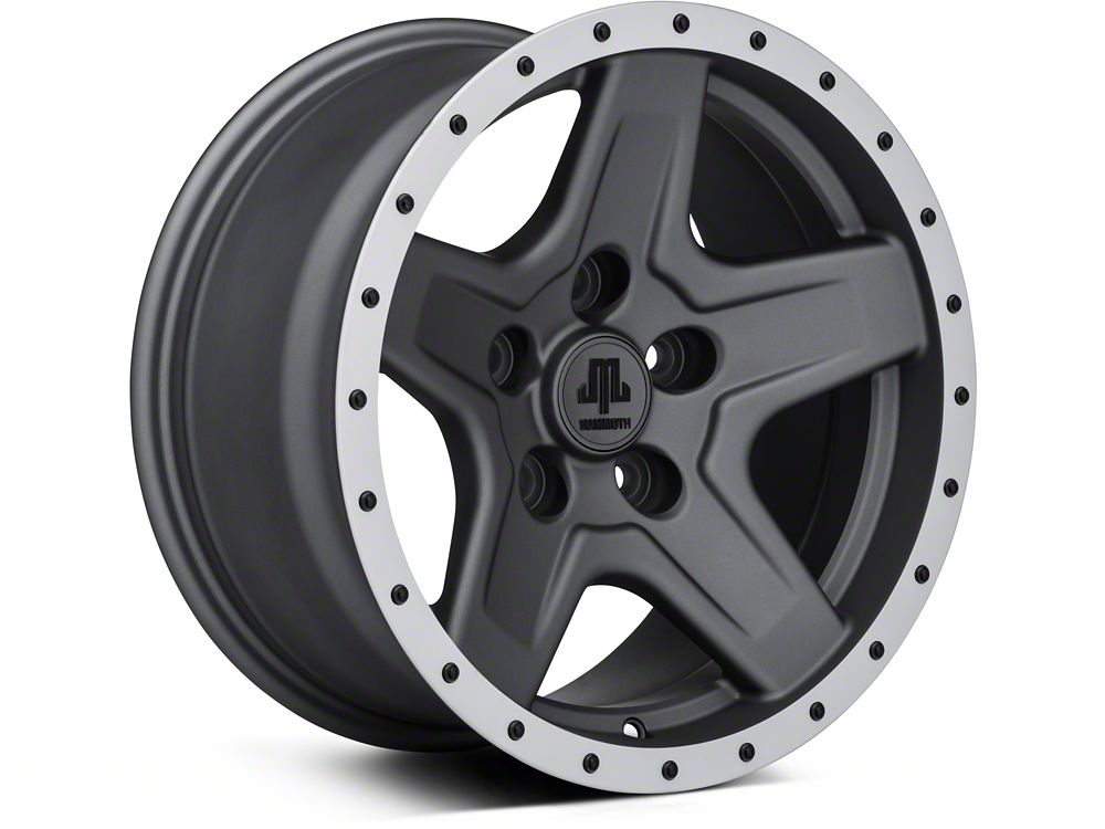 Mammoth Boulder Simulated Beadlock Style Charcoal 16x8 Wheel and BF Goodrich All Terrain TA KO2 305/70R16 Tire Kit (07-18 Jeep Wrangler JK)