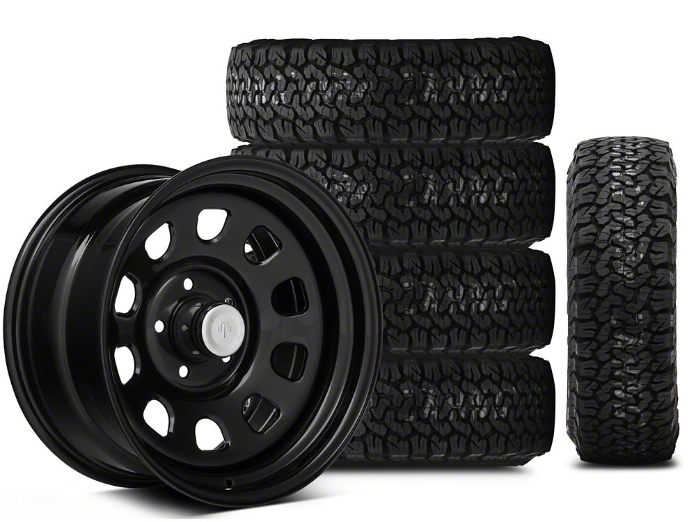 Mammoth D Window Black Steel 17x9 Wheel and BF Goodrich All Terrain TA KO2 315/70R17 Tire Kit (07-18 Jeep Wrangler JK)