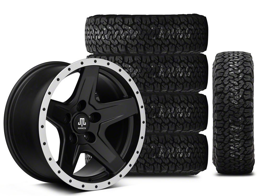 Mammoth Boulder Simulated Beadlock Style Black 17x9 Wheel and BF Goodrich All Terrain TA KO2 315/70R17 Tire Kit (07-18 Jeep Wrangler JK)